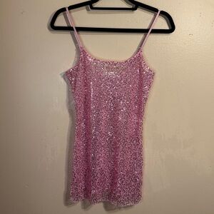 Y2K Pink Sequin Mini Dress Barbiecore Party Size Small